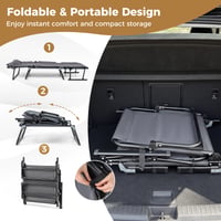 Pat de camping 3 în 1 FANTASK, șezlong cu spătar și tetieră reglabile, capacitate de încărcare 200 kg, scaun de grădină pliabil, 185 x 60,5 x 38 cm 4