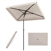 FANTASK erkélyes napernyő, 210x130 cm, téglalap alakú kerti napernyő hordótáskával, mindkét irányban 30°-ban dönthető, terasz és balkon, bézs 1