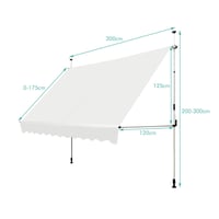 FANTASK Klemm markíza na balkón, šírka 300 cm, s ručnou kľukou, bez vŕtania, výškovo nastaviteľná, odolná voči UV žiareniu, vodoodpudivá, béžová 5