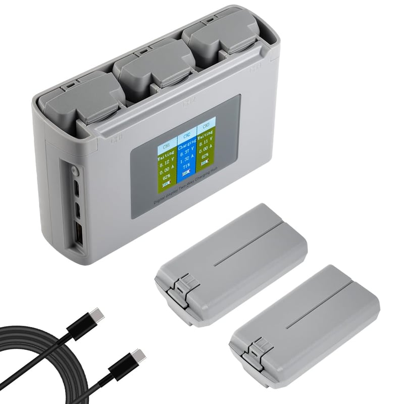 Fantasyo DJI Mini 2 SE Intelligens Akkumulátor 2400mAh 2db + LED Töltő Szett