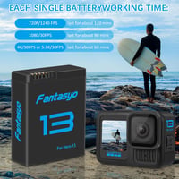 Fantasyo GoPro Hero 13 Black csereakkumulátor 2100 mAh + 3 csatornás gyorstöltő - 3 db 2