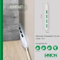 Prelungitor subțire Fanton 47404 cu 4 prize, cablu de 1,5 m, pentru ștechere mari, ideal pentru spații înguste, în spatele mobilierului și pentru noptieră 3