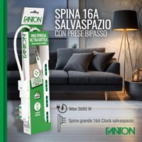 Prelungitor subțire Fanton 47404 cu 4 prize, cablu de 1,5 m, pentru ștechere mari, ideal pentru spații înguste, în spatele mobilierului și pentru noptieră 2