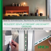 Prelungitor subțire Fanton 47404 cu 4 prize, cablu de 1,5 m, pentru ștechere mari, ideal pentru spații înguste, în spatele mobilierului și pentru noptieră 5