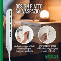 Prelungitor subțire Fanton 47404 cu 4 prize, cablu de 1,5 m, pentru ștechere mari, ideal pentru spații înguste, în spatele mobilierului și pentru noptieră 4