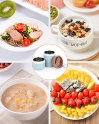 FAOKZE Nerezový pohár na müsli so sebou 720 ml modrý, nepriepustný téglik na jogurt s lyžičkou a viečkom do práce, školy a na cesty 6