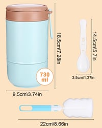 FAOKZE Nerezový pohár na müsli so sebou 720 ml modrý, nepriepustný téglik na jogurt s lyžičkou a viečkom do práce, školy a na cesty 2