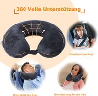 Far win Utazási Párna Memory Foam U-alakú Nyakpárna Repülőgép Autó Iroda Hordozható Fekete 3