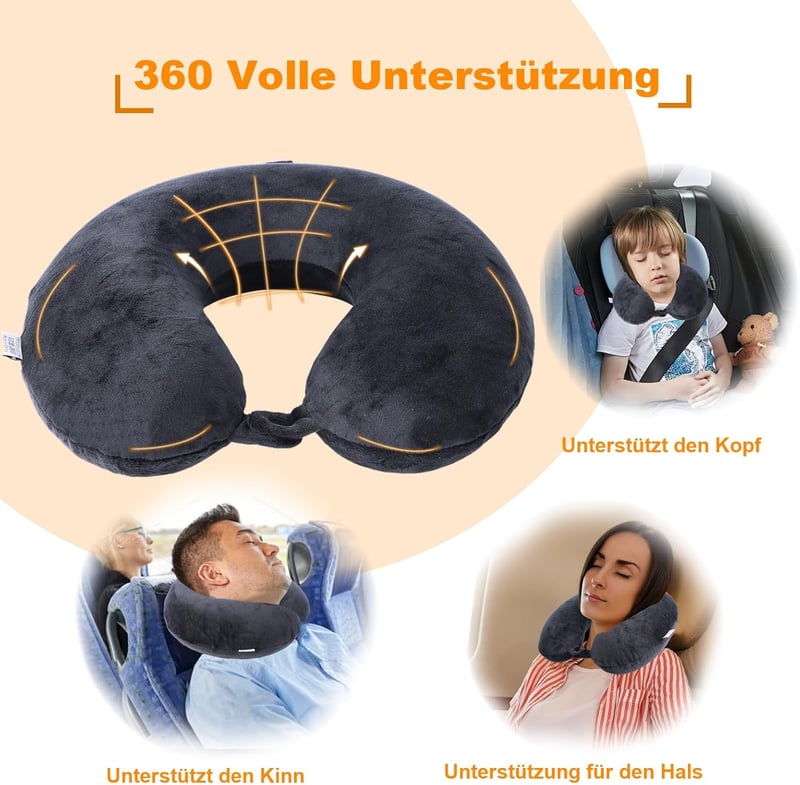 Far win Utazási Párna Memory Foam U-alakú Nyakpárna Repülőgép Autó Iroda Hordozható Fekete