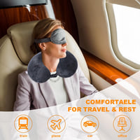 Far win Utazási Párna Memory Foam U-alakú Nyakpárna Repülőgép Autó Iroda Hordozható Fekete 2