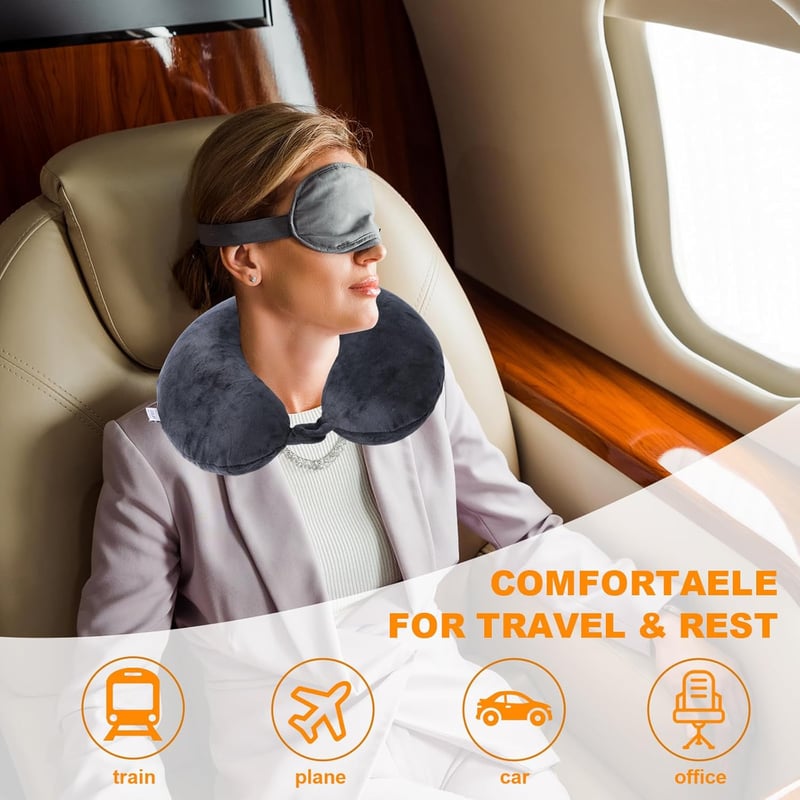 Far win Utazási Párna Memory Foam U-alakú Nyakpárna Repülőgép Autó Iroda Hordozható Fekete