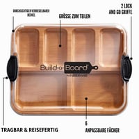 Tocător de bambus Farberware Build-a-Board cu capac transparent și compartimente, pentru mezeluri și gustări, 28 x 35,5 cm, negru 6