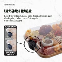 Tocător de bambus Farberware Build-a-Board cu capac transparent și compartimente, pentru mezeluri și gustări, 28 x 35,5 cm, negru 8