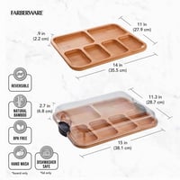 Tocător de bambus Farberware Build-a-Board cu capac transparent și compartimente, pentru mezeluri și gustări, 28 x 35,5 cm, negru 10