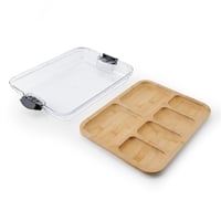 Tocător de bambus Farberware Build-a-Board cu capac transparent și compartimente, pentru mezeluri și gustări, 28 x 35,5 cm, negru 2