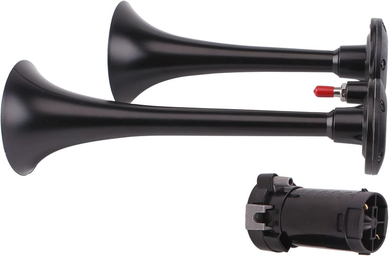 FARBIN 12V 150dB Autókürt Dupla Trombita Fekete Kompresszor Relé Kábellel