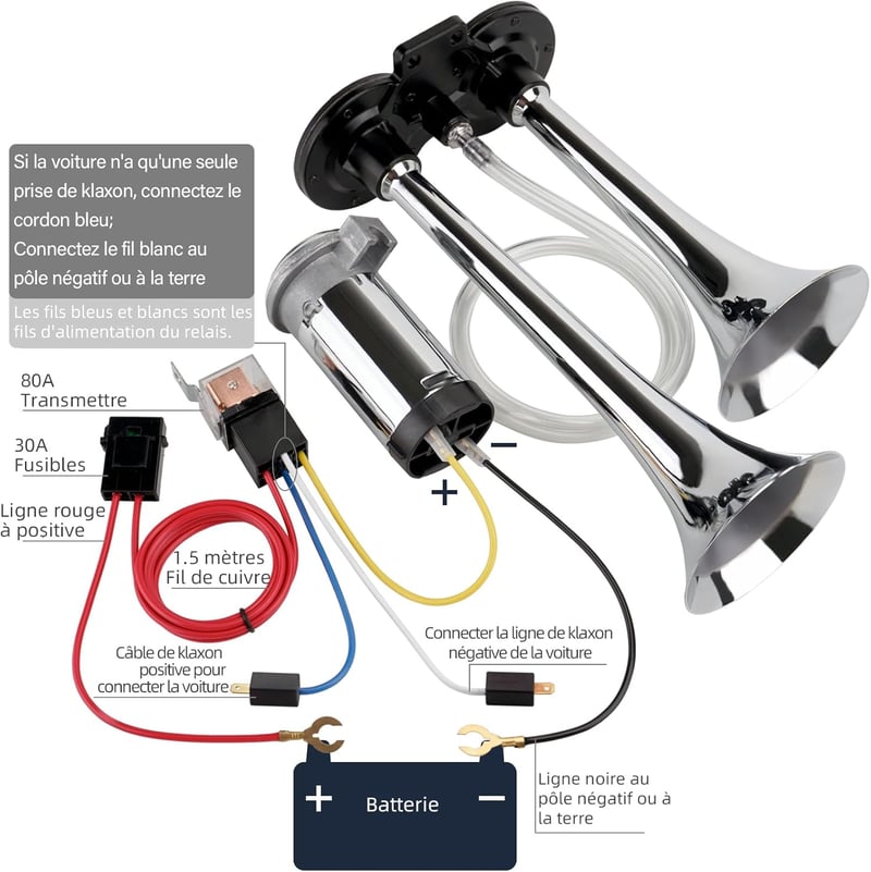 FARBIN 12V 150dB Autókürt Kompresszorral Kettős Trombita Légkürt