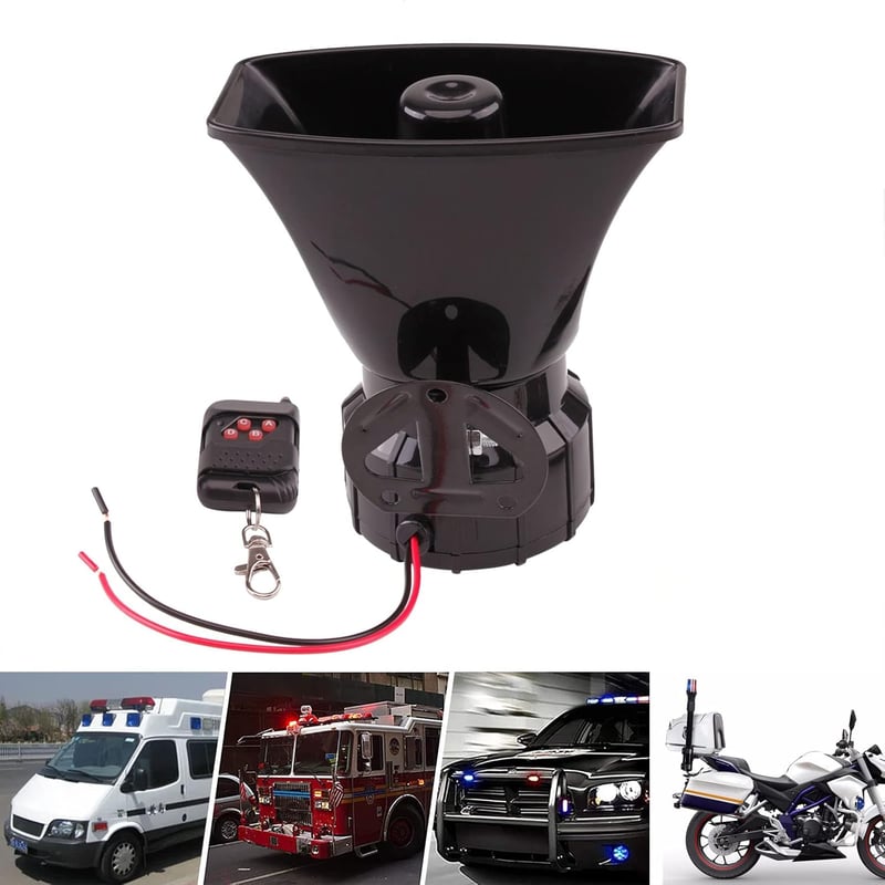 FARBIN 7 Hangú Rendőrségi Sziréna - 12V 100W Vezeték Nélküli Autó Hangszóró Távirányítóval - 120dB Vészjelző Kürt Univerzális Járművekhez