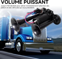 FARBIN Teherautó Kürt Készlet 12V – 150dB Dupla Csöves Autóduda Kompresszorral és Relével, Autóhoz/Motorhoz/Kamionhoz 7