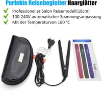 FARI Mini Utazó Hajvasaló Kerámia-Turmalin Lapokkal, Univerzális Feszültség, Hordozótáskával - Kompakt Fekete Hajegyenesítő 7