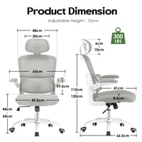 Farini Ergonomikus Irodai Szék Állítható Magasságú Fejtámlával, Karfával és Görgőkkel, Fehér Főnöki Forgószék Számítógépasztalhoz 2