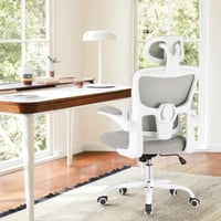 Farini Ergonomikus Irodai Szék Állítható Magasságú Fejtámlával, Karfával és Görgőkkel, Fehér Főnöki Forgószék Számítógépasztalhoz 9