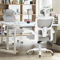 Farini Ergonomikus Irodai Szék Állítható Magasságú Fejtámlával, Karfával és Görgőkkel, Fehér Főnöki Forgószék Számítógépasztalhoz 8