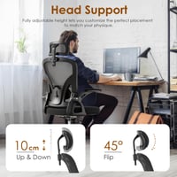 Farini Ergonomikus Irodai Szék Fejtámlával, Állítható Magasságú Főnöki Fotel Karfával és Görgőkkel, Számítógépes Szék Otthoni Irodába, Fekete 7