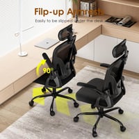 Farini Ergonomikus Irodai Szék Fejtámlával, Állítható Magasságú Főnöki Fotel Karfával és Görgőkkel, Számítógépes Szék Otthoni Irodába, Fekete 4
