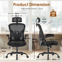 Farini Ergonomikus Irodai Szék Fejtámlával, Állítható Magasságú Főnöki Fotel Karfával és Görgőkkel, Számítógépes Szék Otthoni Irodába, Fekete 3
