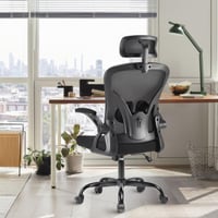 Farini Ergonomikus Irodai Szék Fejtámlával, Állítható Magasságú Főnöki Fotel Karfával és Görgőkkel, Számítógépes Szék Otthoni Irodába, Fekete 2