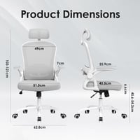 Ergonomická kancelárska stolička Farini s opierkou hlavy a podrúčkami, výškovo nastaviteľná kancelárska stolička na kolieskach, 150 kg, kaki 3