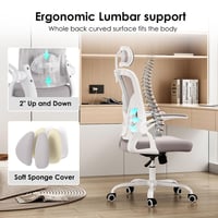 Ergonomická kancelárska stolička Farini s opierkou hlavy a podrúčkami, výškovo nastaviteľná kancelárska stolička na kolieskach, 150 kg, kaki 4