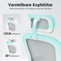 Ergonomická kancelárska stolička Farini s opierkou hlavy a podrúčkami, výškovo nastaviteľná kancelárska stolička na kolieskach, 150 kg, kaki 5