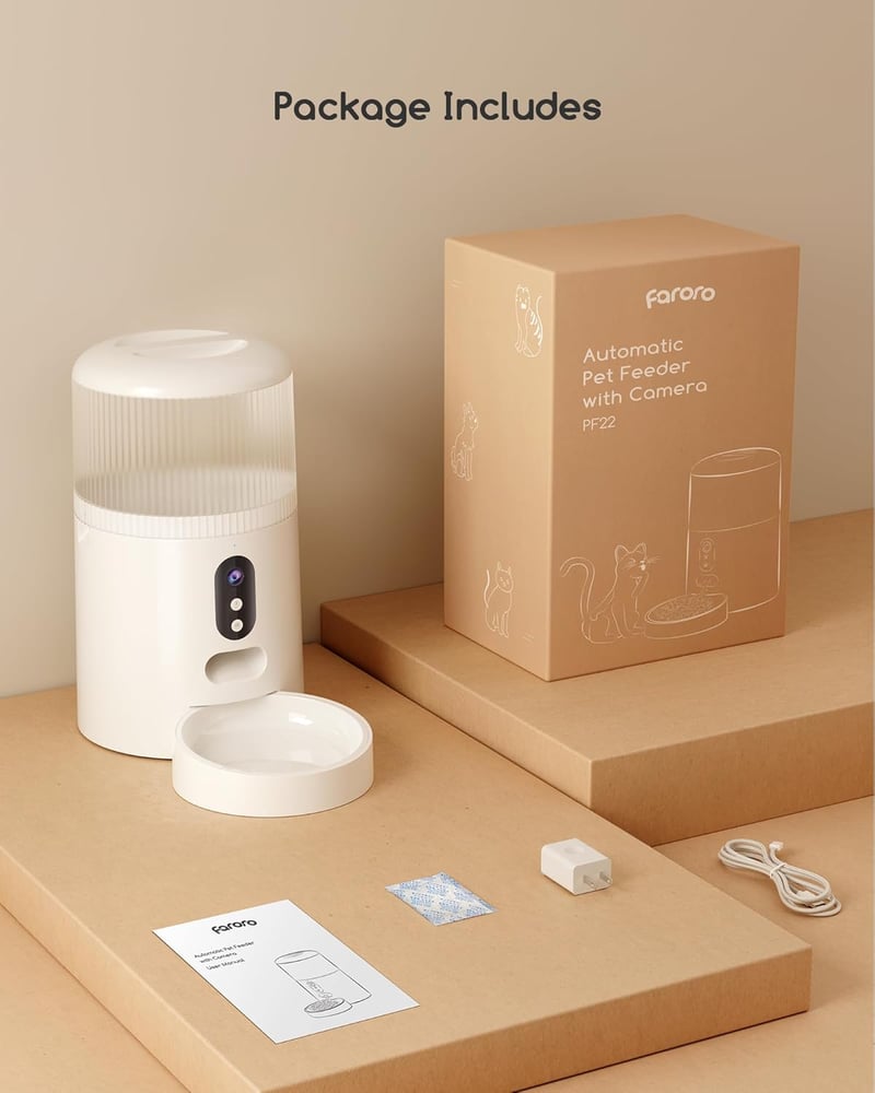 Faroro Automata WiFi Kisállat Etető 4L - 3MP HD Kamerával, Éjjellátóval, Kétirányú Hanggal, Applikációs Vezérléssel Macskáknak és Kutyáknak