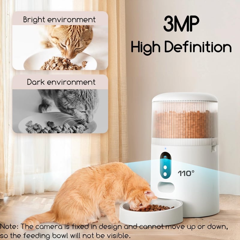 Faroro Automata WiFi Kisállat Etető 4L - 3MP HD Kamerával, Éjjellátóval, Kétirányú Hanggal, Applikációs Vezérléssel Macskáknak és Kutyáknak