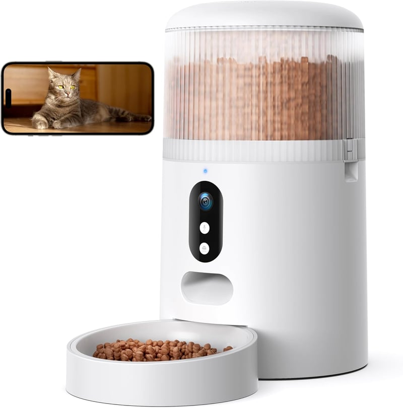Faroro Automata WiFi Kisállat Etető 4L - 3MP HD Kamerával, Éjjellátóval, Kétirányú Hanggal, Applikációs Vezérléssel Macskáknak és Kutyáknak