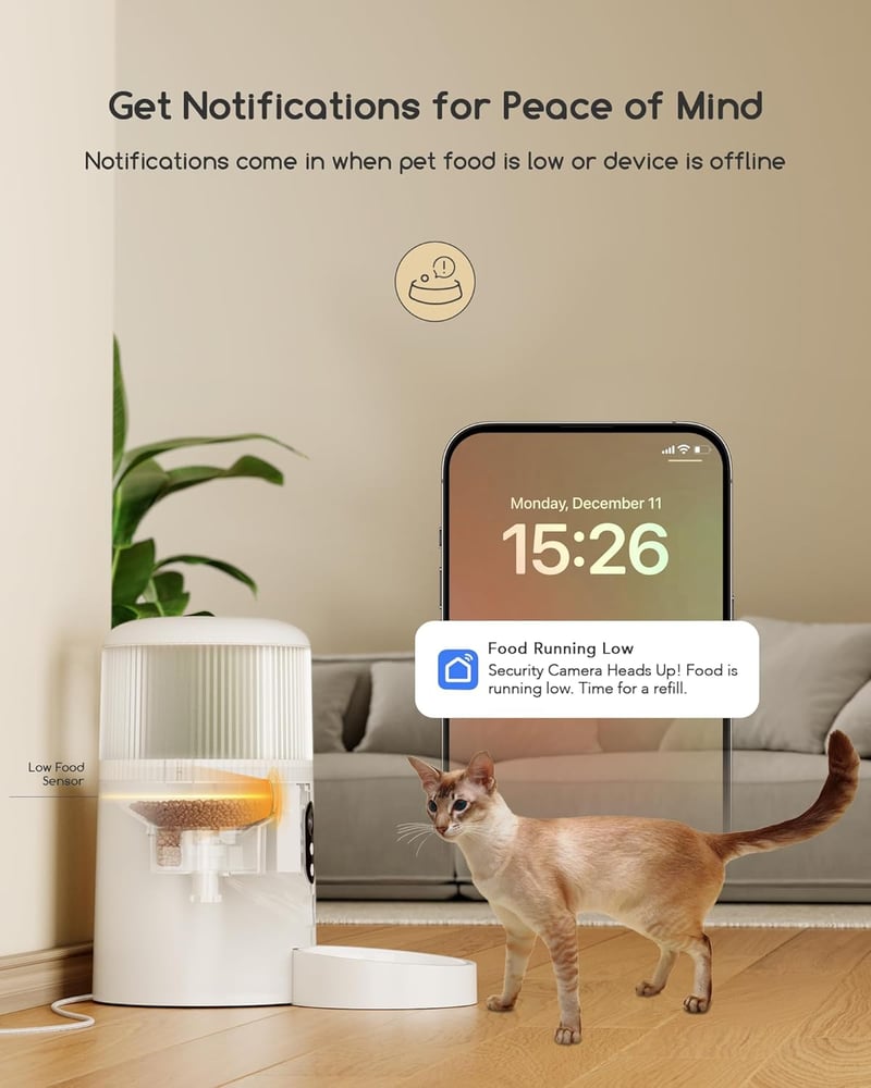 Faroro Automata WiFi Kisállat Etető 4L - 3MP HD Kamerával, Éjjellátóval, Kétirányú Hanggal, Applikációs Vezérléssel Macskáknak és Kutyáknak
