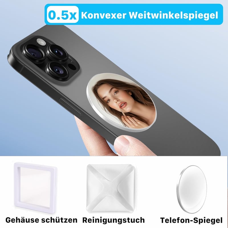 FARWAYVIEW Mágneses Selfie Tükör iPhone-hoz, Széles Látószög Objektív Vlogozáshoz