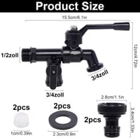 FASBET Fagyálló Kerti Csap 1/2" - Dupla Kifolyós Kültéri Vízcsap 2x3/4" Kimenettel - Fekete, Sárgaréz Anyagú Fali Csaptelep Locsoláshoz, Mos 2