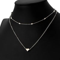 Fashband Többrétegű Choker Nyaklánc Ezüst Szív Medállal - Bohém Stílusú Rövid Női Nyakék Lánc 4