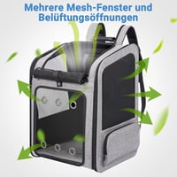 FASRIOU Hátizsák Macskáknak és Kutyáknak 15kg-ig, Szellőztetett Összecsukható Kisállathátizsák Szürke - Nur Rucksack, gray 6