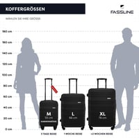 Troler de cabină FASSLINE, carcasă rigidă ABS, 55x35x20 cm, 32 l, bagaj de mână, mărimea M, negru, 4 roți pivotante 360 grade, cifru, mâner telescopic 5