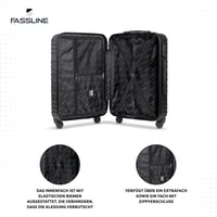 Troler de cabină FASSLINE, carcasă rigidă ABS, 55x35x20 cm, 32 l, bagaj de mână, mărimea M, negru, 4 roți pivotante 360 grade, cifru, mâner telescopic 7