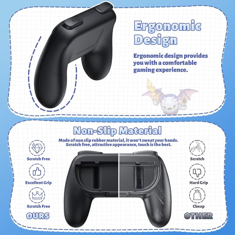 FASTSNAIL Nintendo Switch 2 JoyCon Csúszásmentes Markolat Fekete 2db