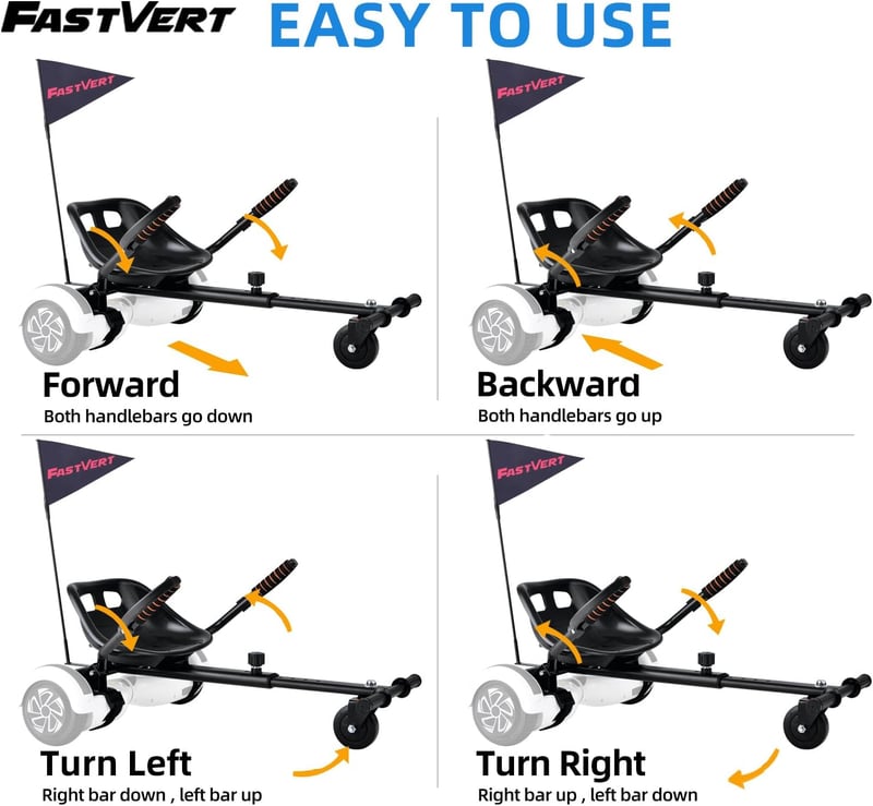 Fastvert Hoverboard Ülés Biztonsági Zászlóval és Kézfogóval - 6,5-10 Colos Hoverboardokhoz