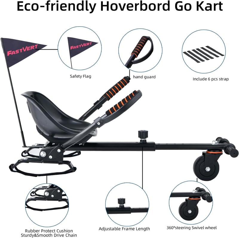 Fastvert Hoverboard Ülés Biztonsági Zászlóval és Kézfogóval - 6,5-10 Colos Hoverboardokhoz