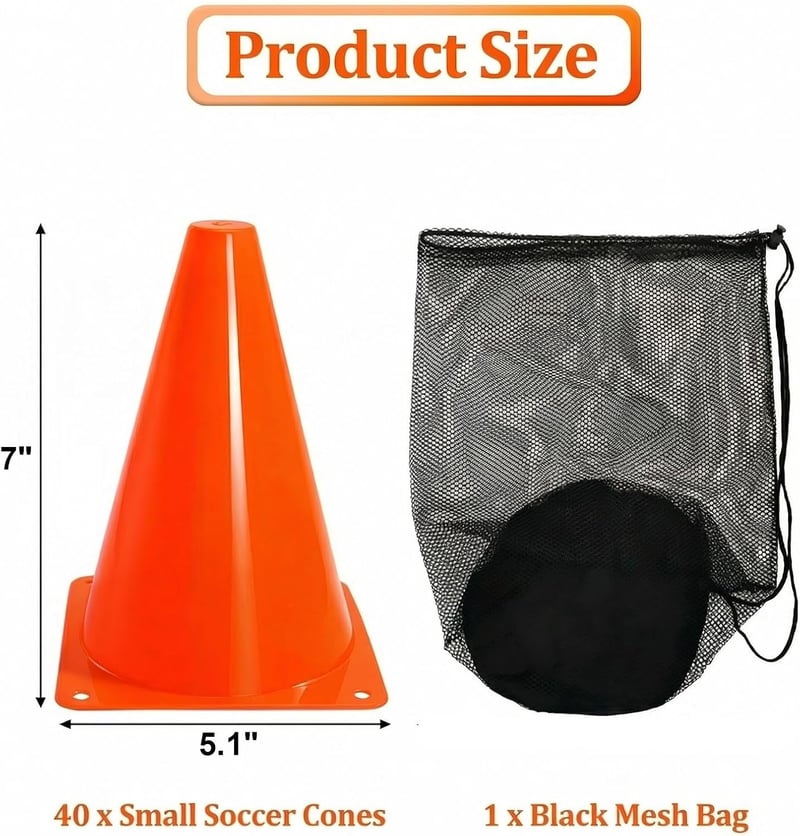 Faswin 40 db narancssárga jelzőkúp 18 cm sporthoz, edzéshez, kutyaoktatáshoz - Sunset Chevron Orange/Evening Red, 7"