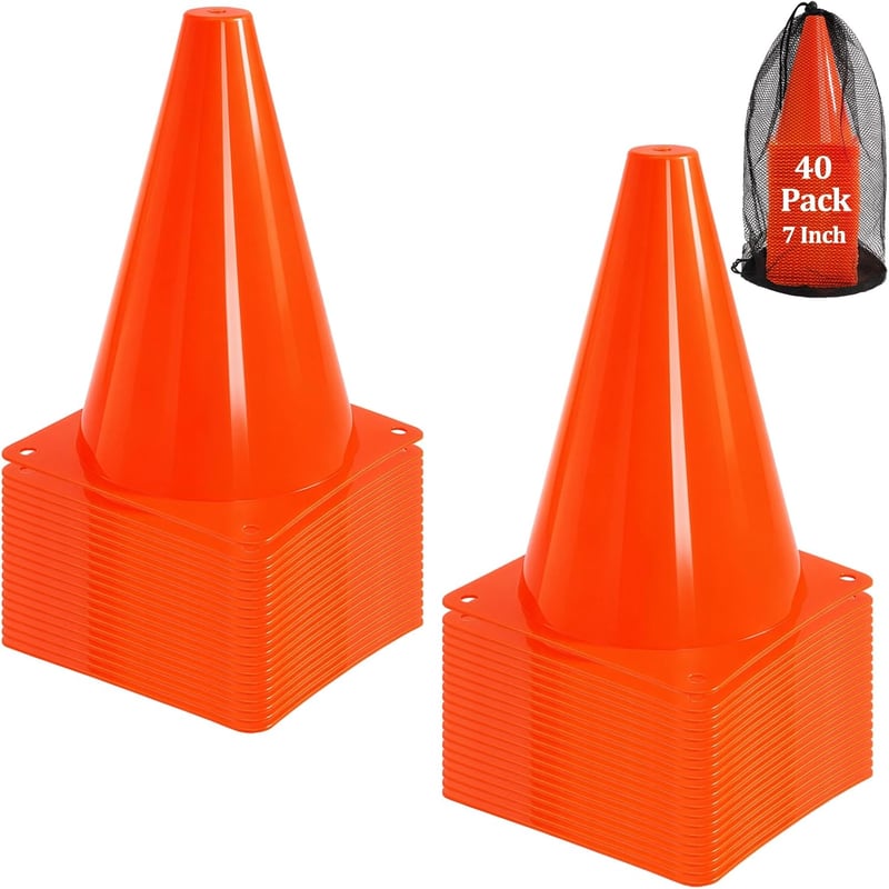 Faswin 40 db narancssárga jelzőkúp 18 cm sporthoz, edzéshez, kutyaoktatáshoz - Sunset Chevron Orange/Evening Red, 7"