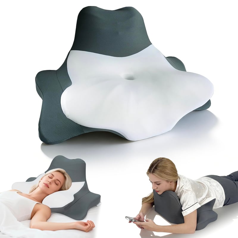 Pernă ortopedică pentru gât FATIVO, pernă ergonomică din spumă cu memorie în formă de fluture, pentru dormit pe o parte, pe spate și pe burtă, pernă pentru citit